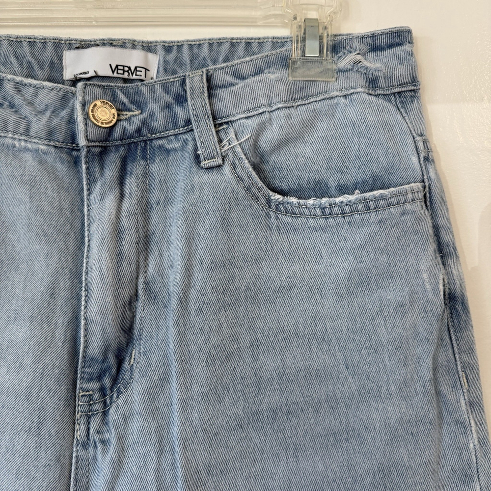 Vervet Distressed Relaxed Straight Leg Jeans Light Wash Women’s 28 - Picture 2 of 6